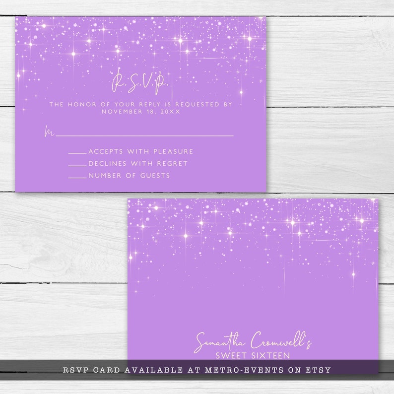 Editable Card Lavender Glitter Thank You Cards Corjl Custom Thank You Cards Thank you Cards Thank You Notes Printable Thank You Card