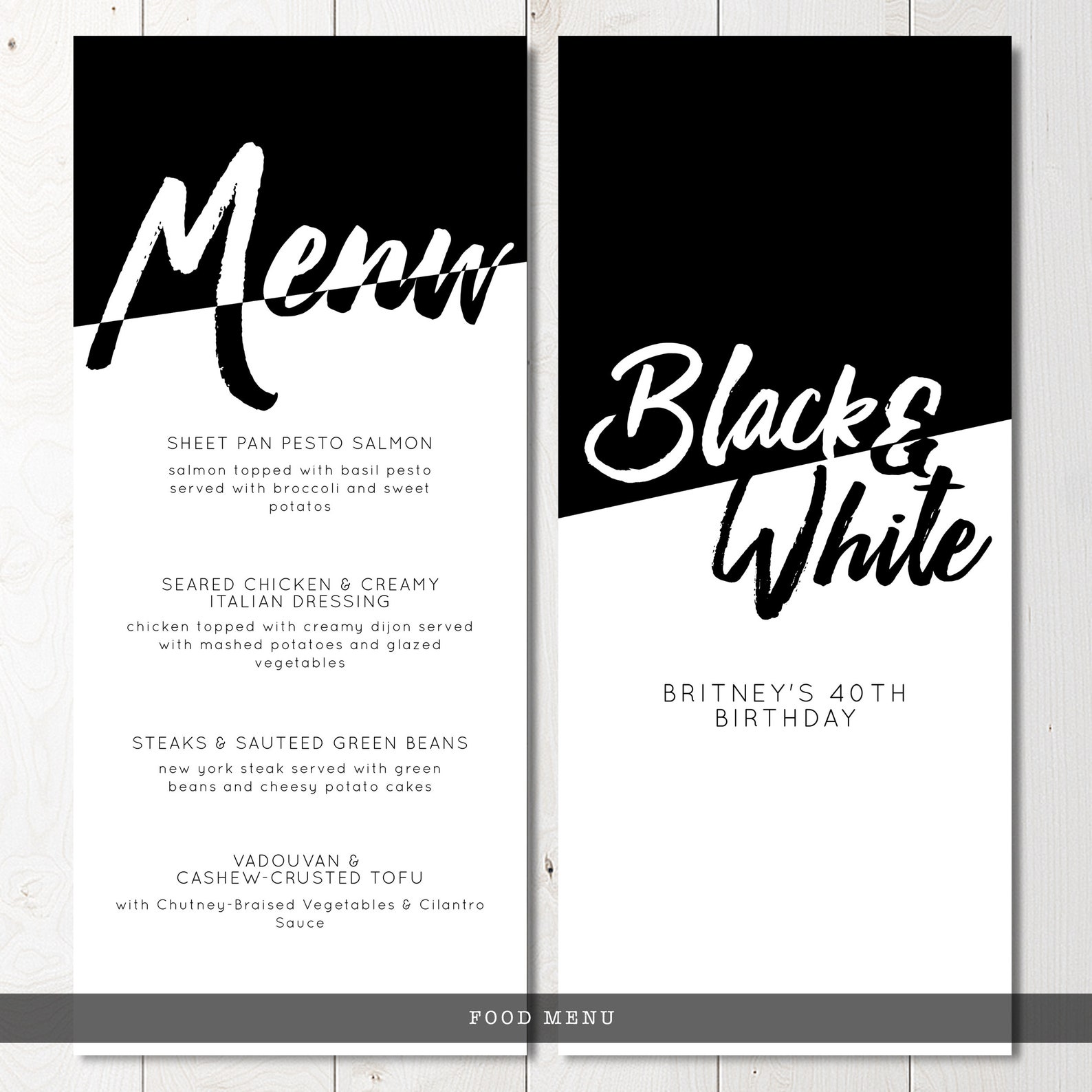 Modern White and Black Menu Custom Menu Food Menu Dinner - Etsy