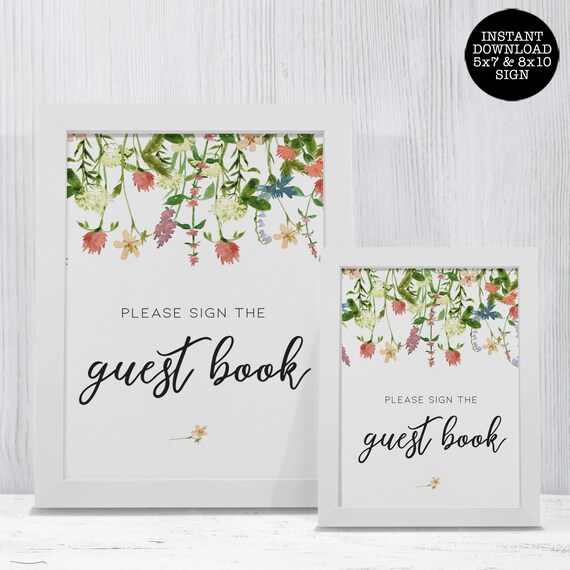 Rustic Floral Guest Book Signs, Guestbook Sign, Printable Sign, Instant Download, Wedding Guest Book Sign, Wedding Sign, Reception Signs Il_570xn