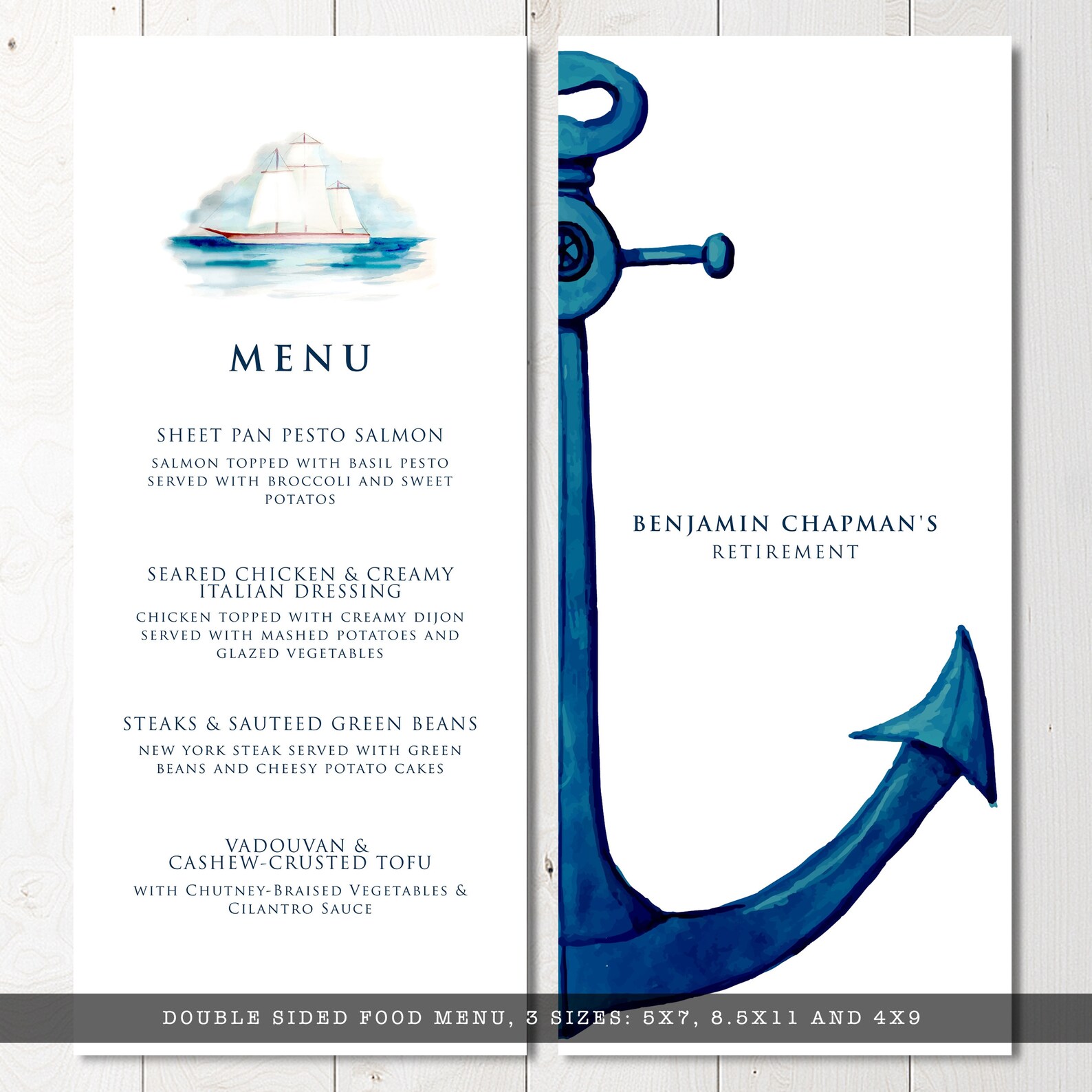 Sailing Food Menu Nautical Themed Dinner Menu Food Menu Etsy