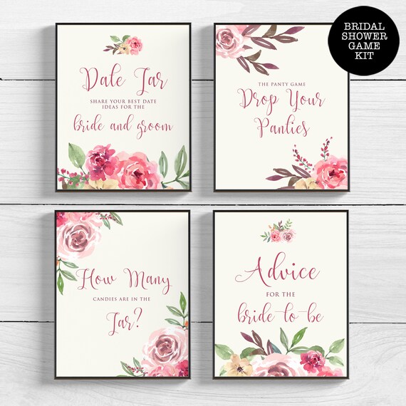 Peach Pink Floral Bridal Shower, Printable Party Game, Bachelorette games, Guessing Game, Panty Game, Advice for the Bride, Date Night Game Il_570xn