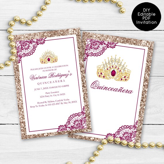 Glitter and Lace Quinceanera Invitations Quinceañera Invitations Glitter and Lace Quinceanera Invitations Quinceañera Invitations