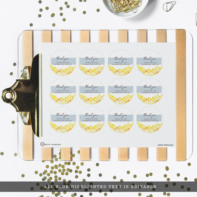 Printable Honeycomb Bee Themed Gift Tags Customizable Editable - Etsy