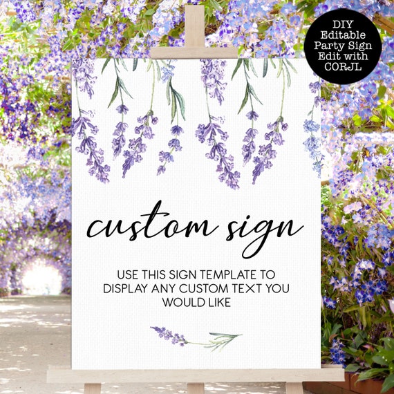 Country Lavender Custom Party Sign, Printable Sign, Lavender Party Sign, Bridal Shower Sign, Editable Sign, Instant download, Printable Sign Il_570xn