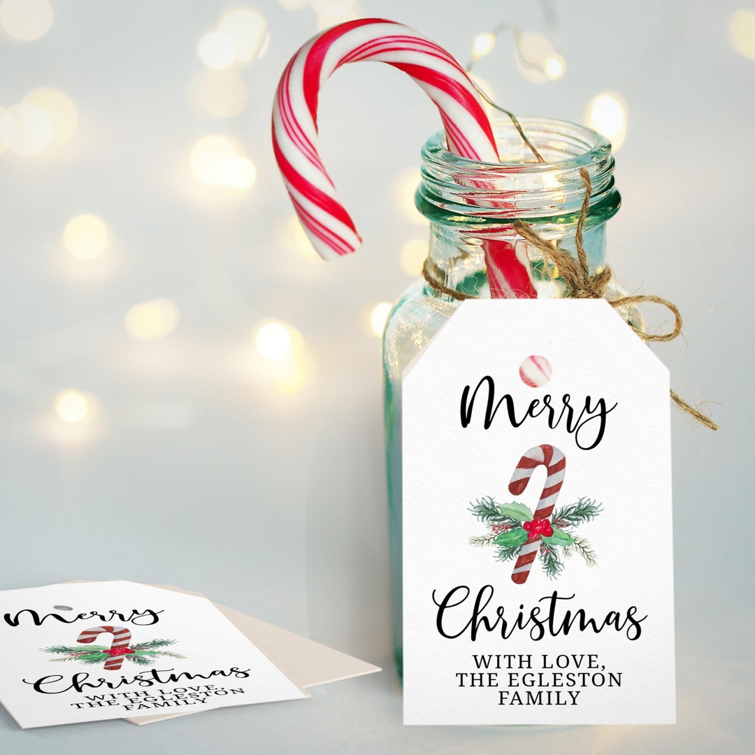 Candy Cane Gift Tags, Christmas Favor Tags, Holiday Gift Tags, Editable