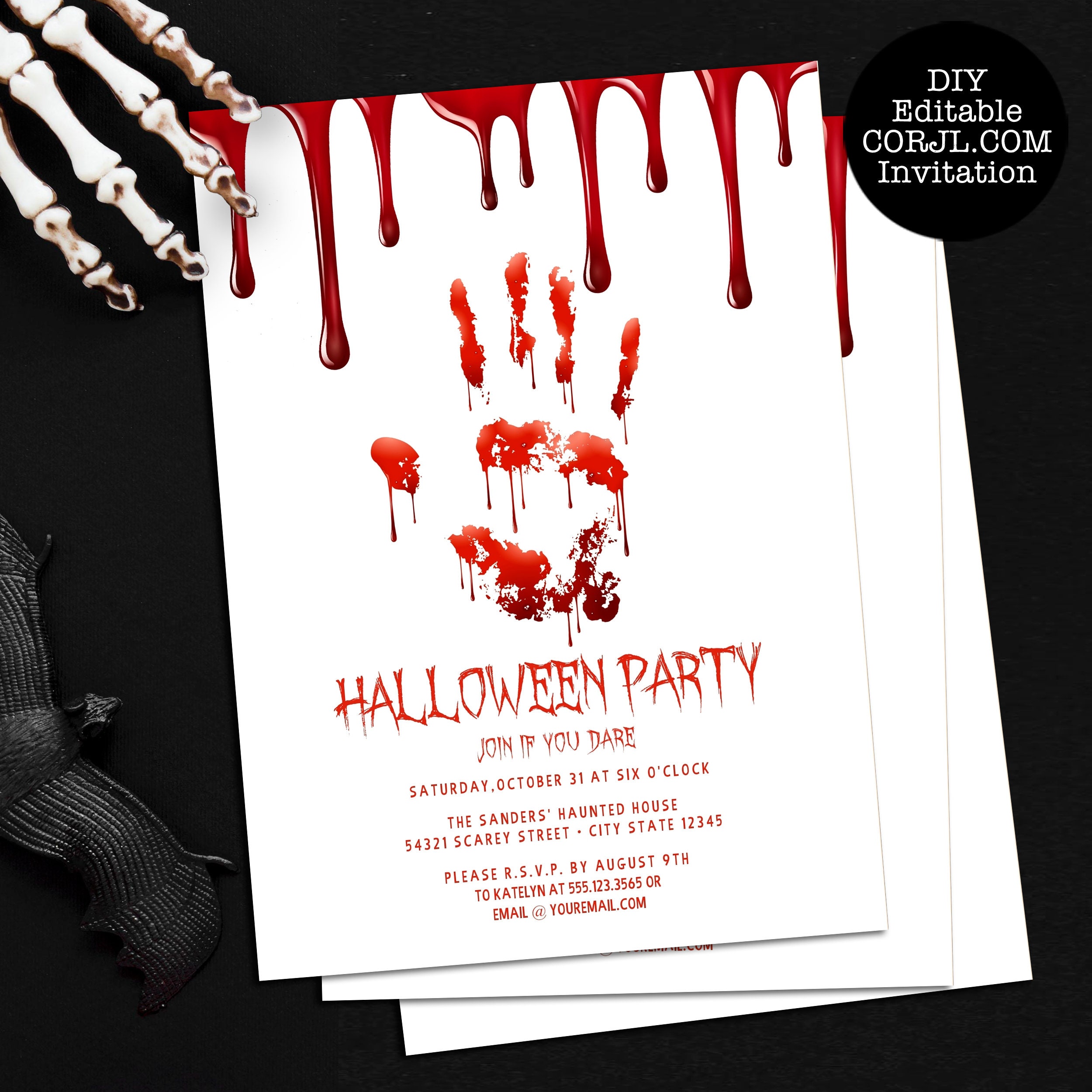 Bloody Halloween Invitations Halloween Invitations Halloween - Etsy
