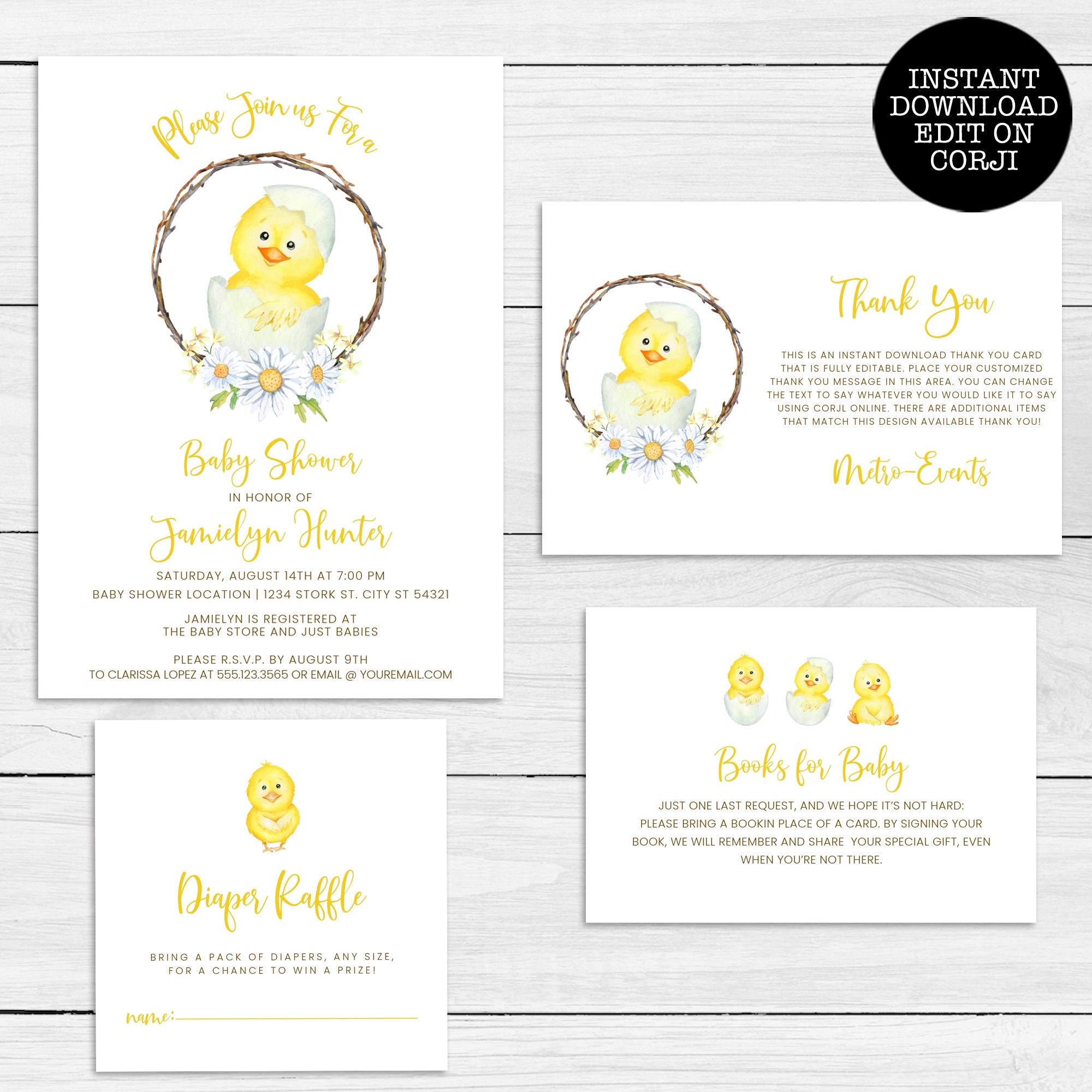 Invitaciones para baby shower de pollito (descarga digital) - Etsy México, image size:2000x2000