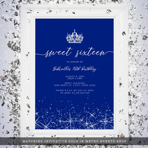 Blau Glitzer Prinzessin Willkommensschild: Sweet Sixteen Party (Corjl Template) Bild 8