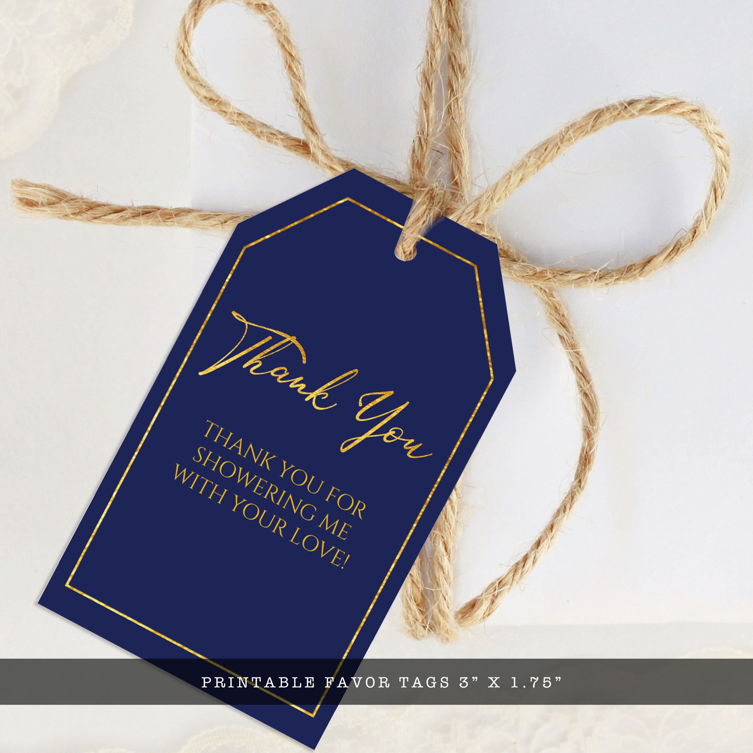Navy and Gold Favor Tag Elegant Navy Gift Tags Printable Etsy