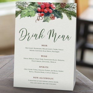 Christmas Drink Menu Signs, Drink Menu Template, Drink Menu Sign ...