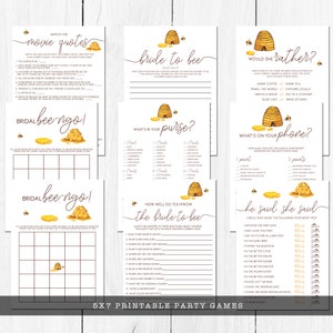 Printable Bridal Shower Games, Bride to Bee Bridal Shower Games, Bee Themed Bridal Shower Games, Instant Download, Printable Games