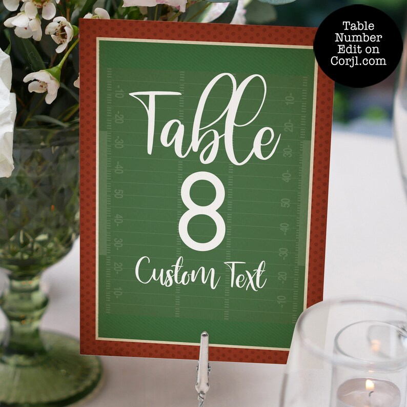 Football Table Numbers, Editable Football Baby Shower Table Numbers, Sports Party Table Numbers image 4