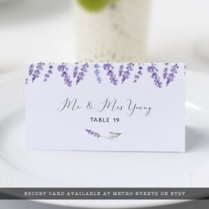 Digital escort card Lavender Wildflower Bridal Shower Invitation Template for Corjl