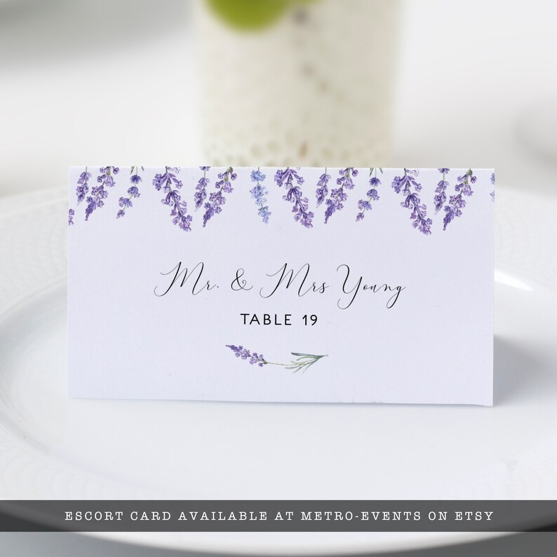Digital escort card Lavender Wildflower Bridal Shower Invitation Template for Corjl