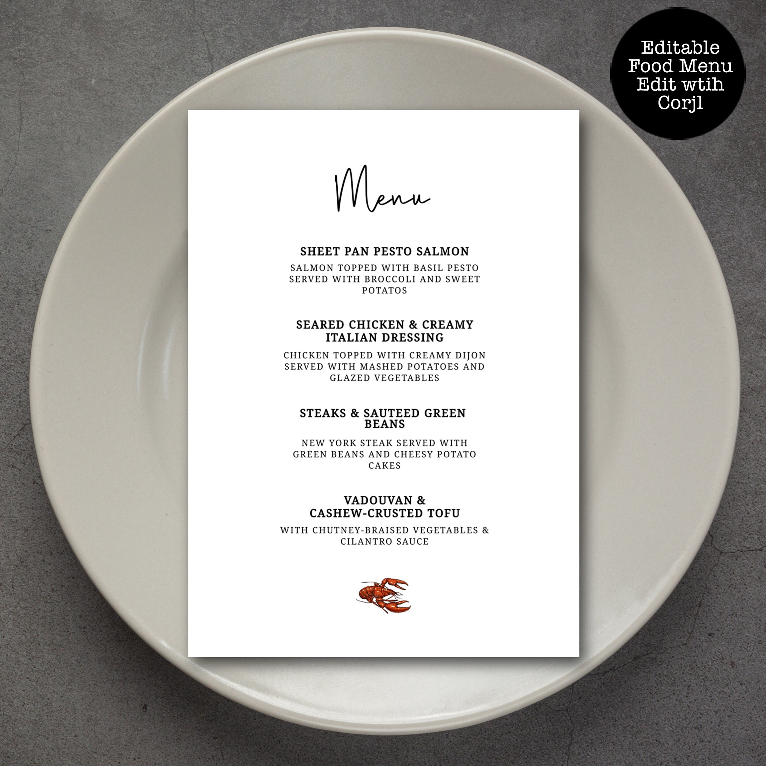 Lobster Fest Food Menu Seafood Menu Lobster Themed Menu Etsy