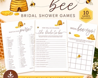 Bride to Bee Bridal Shower Games Bundle, She Found Her Honey Games, Honey Bee Bridal Shower Activities, Meant to Bee Wedding Shower Games