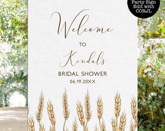 Country Welcome Signs, Floral Bridal Shower, Printable Welcome Sign, Instant Download, Rustic Wedding Sign, Wedding Signs, Corjl Template