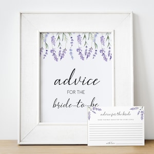 Advice for The Bride, Country Lavender Bridal Shower Printable, Wedding Message Cards, Printable Bridal Shower Activities, Editable Game