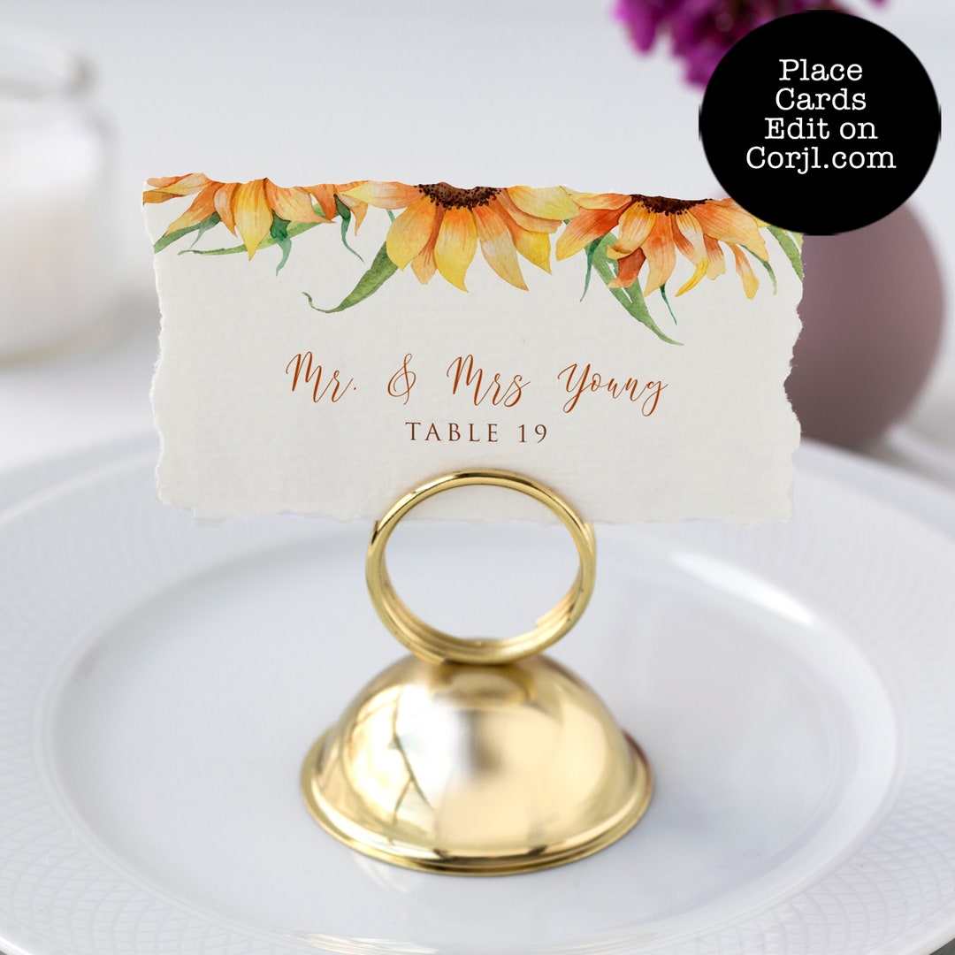 Editable Rustic Sunflower Place Card Country Style Escort Etsy