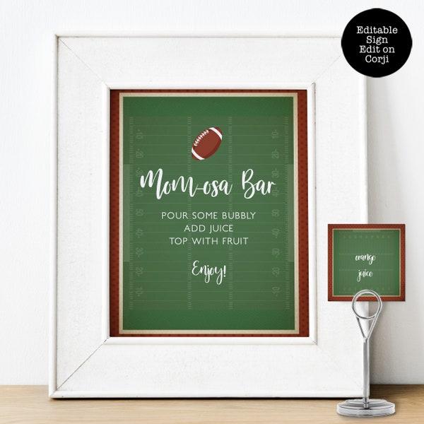 Football Mimosa Bar Sign, Printable Mimosa Bar Signage, Printable Momosa Sign, Baby Shower Sign, Football Themed Signs, Instant Download