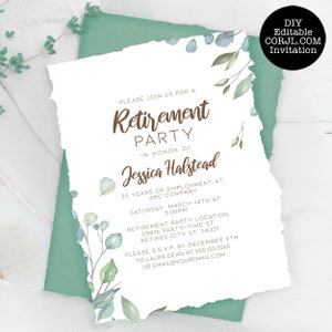 Greenery, Cottagecore-Style party decorations, and invitations. Features soft green leaves covering the corners with a watercolor-style texture. Designed By MetroEvents.