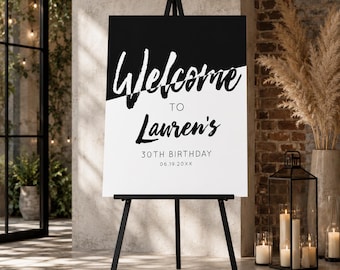 Modern Minimalist Welcome Sign Template, Black and White Wedding Welcome Sign, Editable Arch Wedding Sign, Elegant Reception Entrance Poster