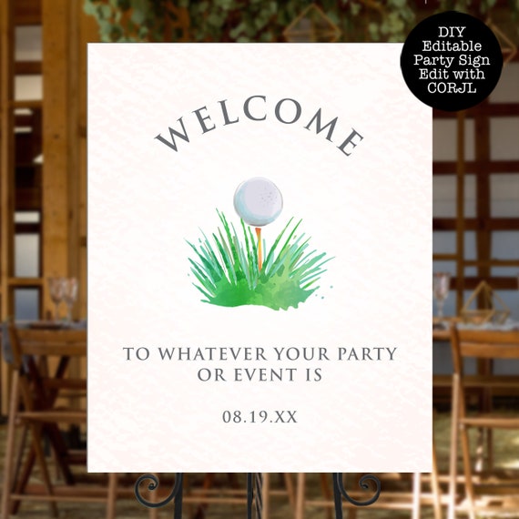 Golf Welcome Signs, Editable Party Signs, Instant Download, Golf Themed Signs, Printable Party Signs, Corjl Template, Golfing Welcome SIgns Il_570xn