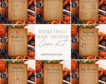 Basketball Baby Shower Games Bundle, 13 Printable Baby Shower Games, Basketball Theme Baby Shower Activities, Sports Baby Shower