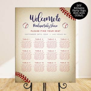Vintage Baseball Seating Chart: Custom Event Sign (Editable Digital Download)