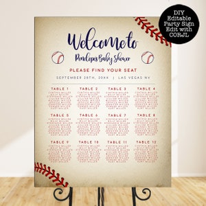 Vintage Baseball Custom Seating Chart, Printable Seating Chart Sign, Seating Chart Poster, Editable Seating Chart, Event Seating Charts