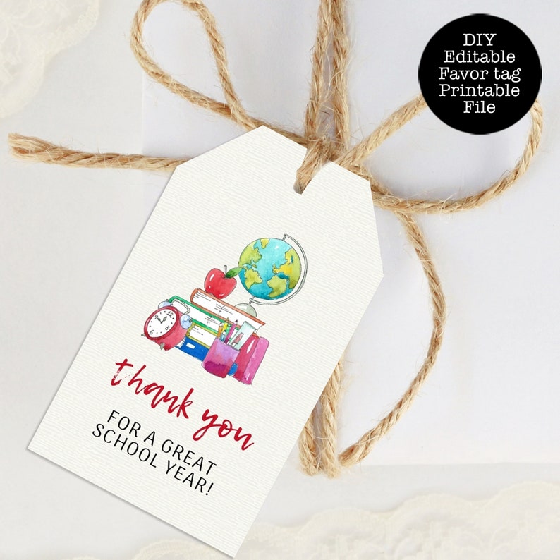 School Printable Thank You Tags Teacher Favor Tags Teacher - Etsy