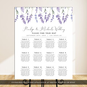 Digital seating chart Lavender Wildflower Bridal Shower Invitation Template for Corjl