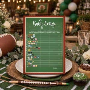 Football Baby Shower Emoji Game, Editable Baby Shower Game, Football Party Game, Printed or Digital