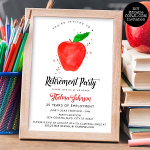 Teacher Retirement Party Invitations, School Retirement Party Invitations, Retirement Invites, Printable Invitations, Teacher Appreciation