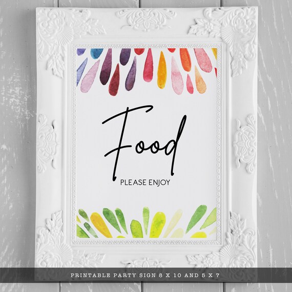 Rainbow Watercolor Food Sign, Rainbow Bridal Shower Sign, Printable Signs, Instant Download, Bridal Shower Decor, Bridal Shower Food Signs Il_570xn