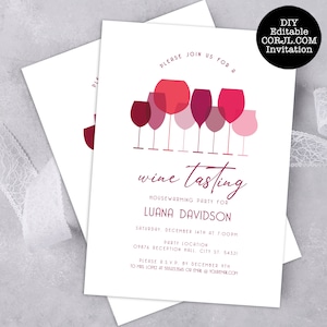 Wine Tasting Party, Wine Tasting Invitation, Wine Housewarming Invitations, Printable Invitation, Wine Themed Invite, Girls Night Invitation