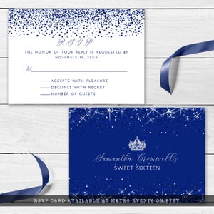 Blau Glitzer Prinzessin Willkommensschild: Sweet Sixteen Party (Corjl Template) Bild 9