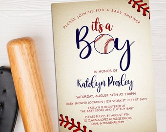 Vintage Baseball Baby Shower Invitation, Couple's Sports Baby Shower Invitations, Printable Invitation, Baby Shower For Boys, Corjl Invite