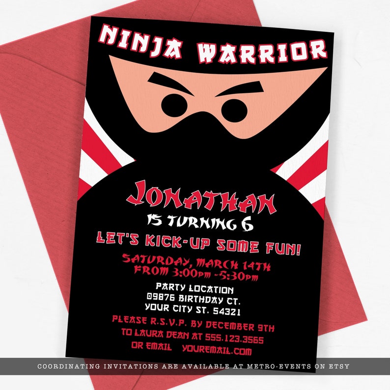 Ninja Thank You Cards, Thank You Card, Warrior Thank You Cards, Ninja Warrior Thank You Cards, Ninja Kid Thank You Cards, Thank You Notes image 6