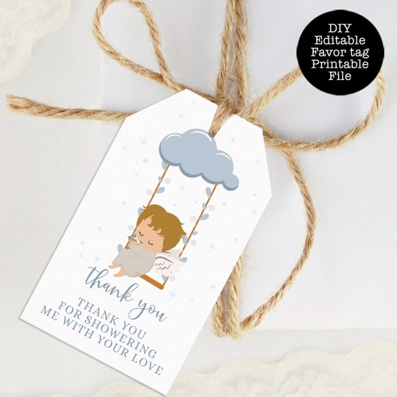 Angel Favor Tags, Baptism Favor Tags, Christening Favor Tag, Printable