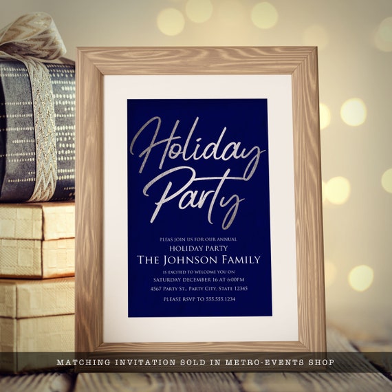 Blue and Silver Holiday Party Invitations, Christmas Party Invitations, Printable Invitations, Holiday Party Invitations, Editable Invite Il_570xn
