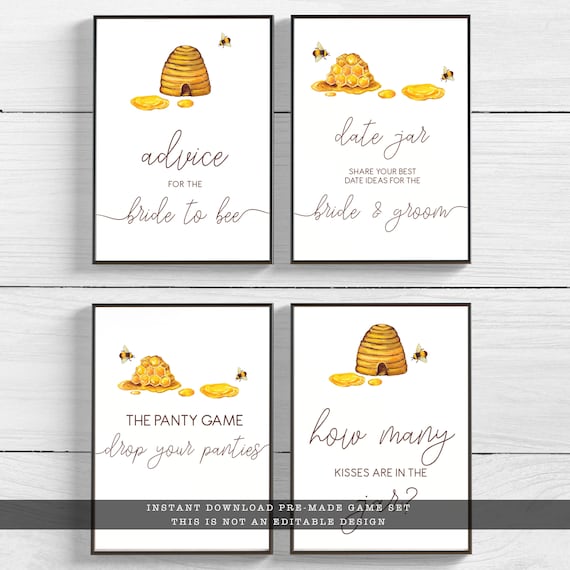 Bride to Bee Printable Bridal Shower Games, Bridal Shower Games and Activities, Guessing Game, Panty Game, Advice for the Bride, Date Night Il_570xn