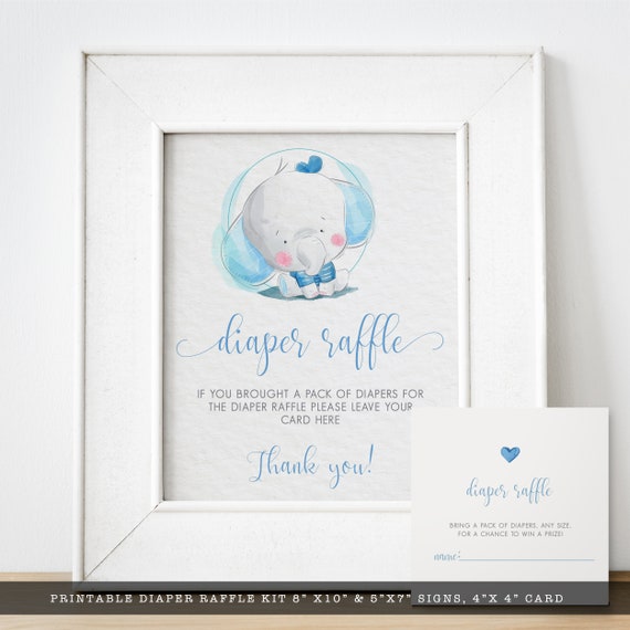 Diaper Raffle Game, Elephant Baby Shower Games, Instant Download Game, Baby Shower For Boys, Diaper Raffle Signs, Printable Shower Signs Il_570xn