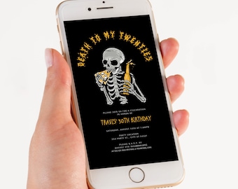 Electronic Invite Editable Death to My 20s Party Invitation Evite Text Invitation Adult Birthday Smartphone SMS Invitation Corjl Template