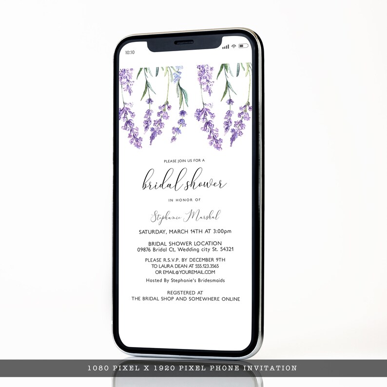 Digital evite country Lavender Wildflower Bridal Shower Invitation Template for Corjl  Virtual Invitation