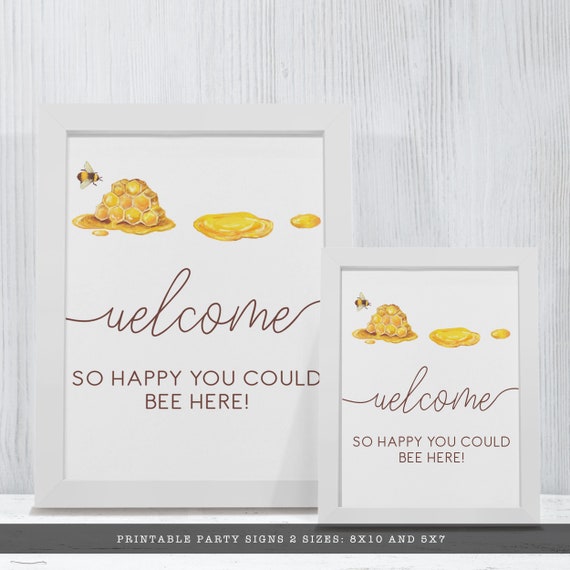 Bee Welcome Sign, Bridal Shower Sign, Printable Sign, Instant Download, Honey Bee Welcome Sign, Table Sign, Bee Shower, Bumble Bee Il_570xn
