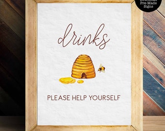 Bumble Bee Drink Sign, Bridal Shower Sign, Printable Sign Instant Download, Bee Drink Sign, Bar Table Sign, Wedding Sign, Bee Themed