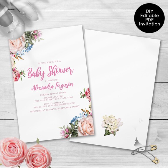 rose baby shower invitations