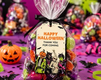 Editable Halloween Favor Tag, Monster Bash Thank You Tag, Costume Party Gift Tag, Printable Halloween Treat Tag, Instant Download