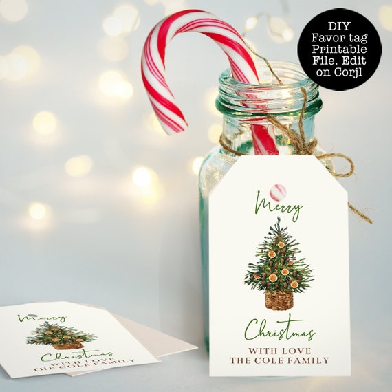 Christmas Gift Tags, Favor Tags, Gift Tags Template, Editable Favor Tags, Corjl Template, Holiday Gift Tags, Christmas Tree Favor Tags Il_570xn